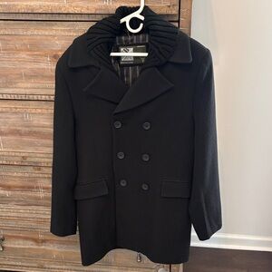 Classic Black Double-Breasted Peacoat